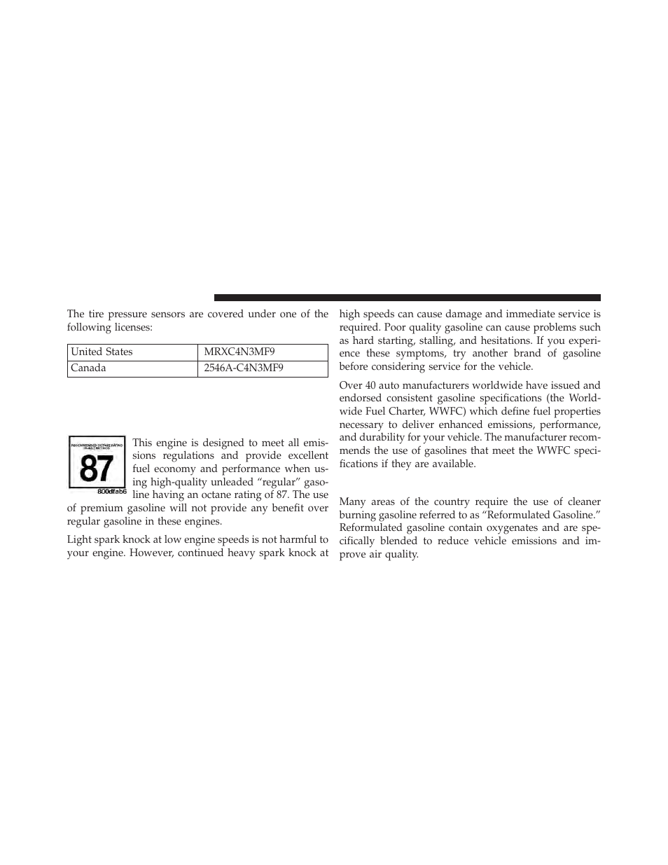 Fuel requirements, 0l and 2.4l engine, Reformulated gasoline | Jeep 2014 Compass - Owner Manual User Manual | Page 416 / 572