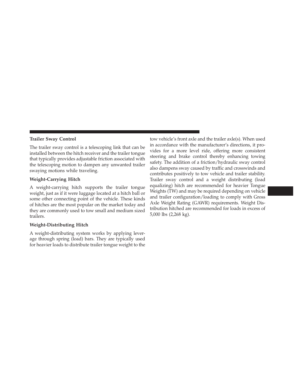 Trailer sway control, Weight-carrying hitch, Weight-distributing hitch | Jeep 2014 Compass - Owner Manual User Manual | Page 427 / 572