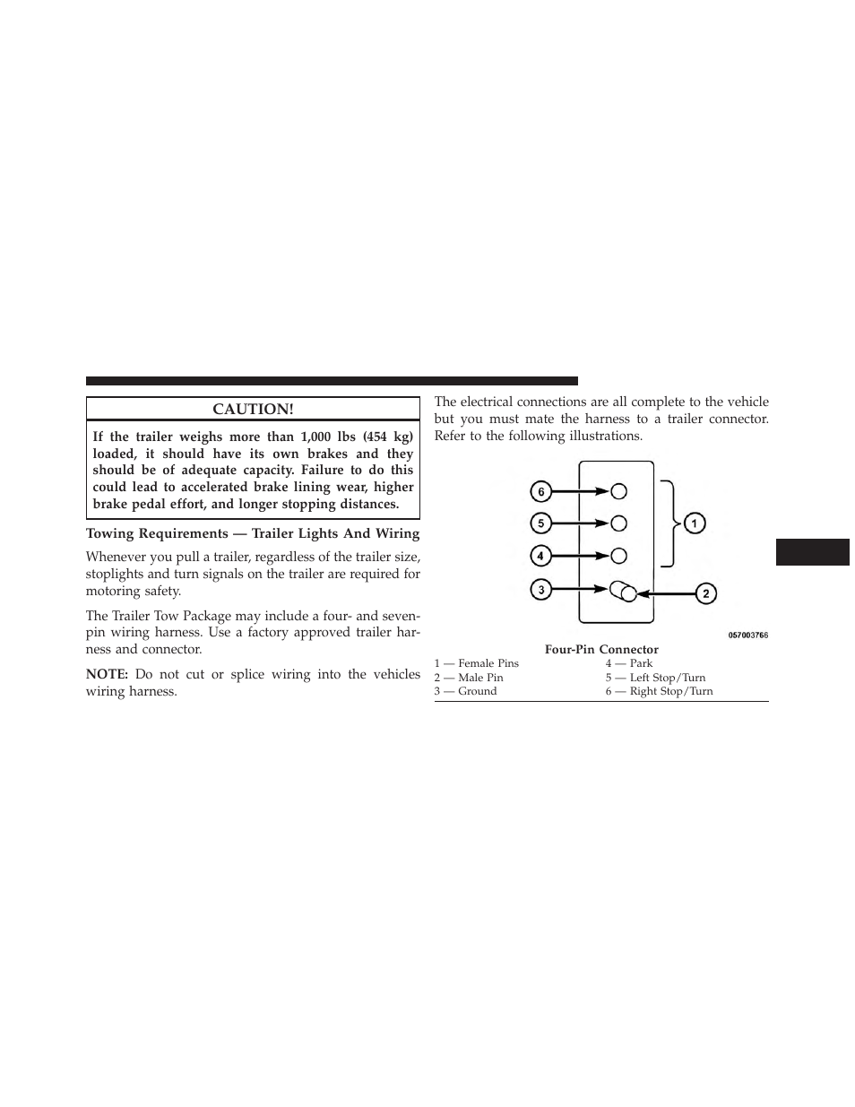 Towing requirements — trailer lights and wiring | Jeep 2014 Compass - Owner Manual User Manual | Page 435 / 572