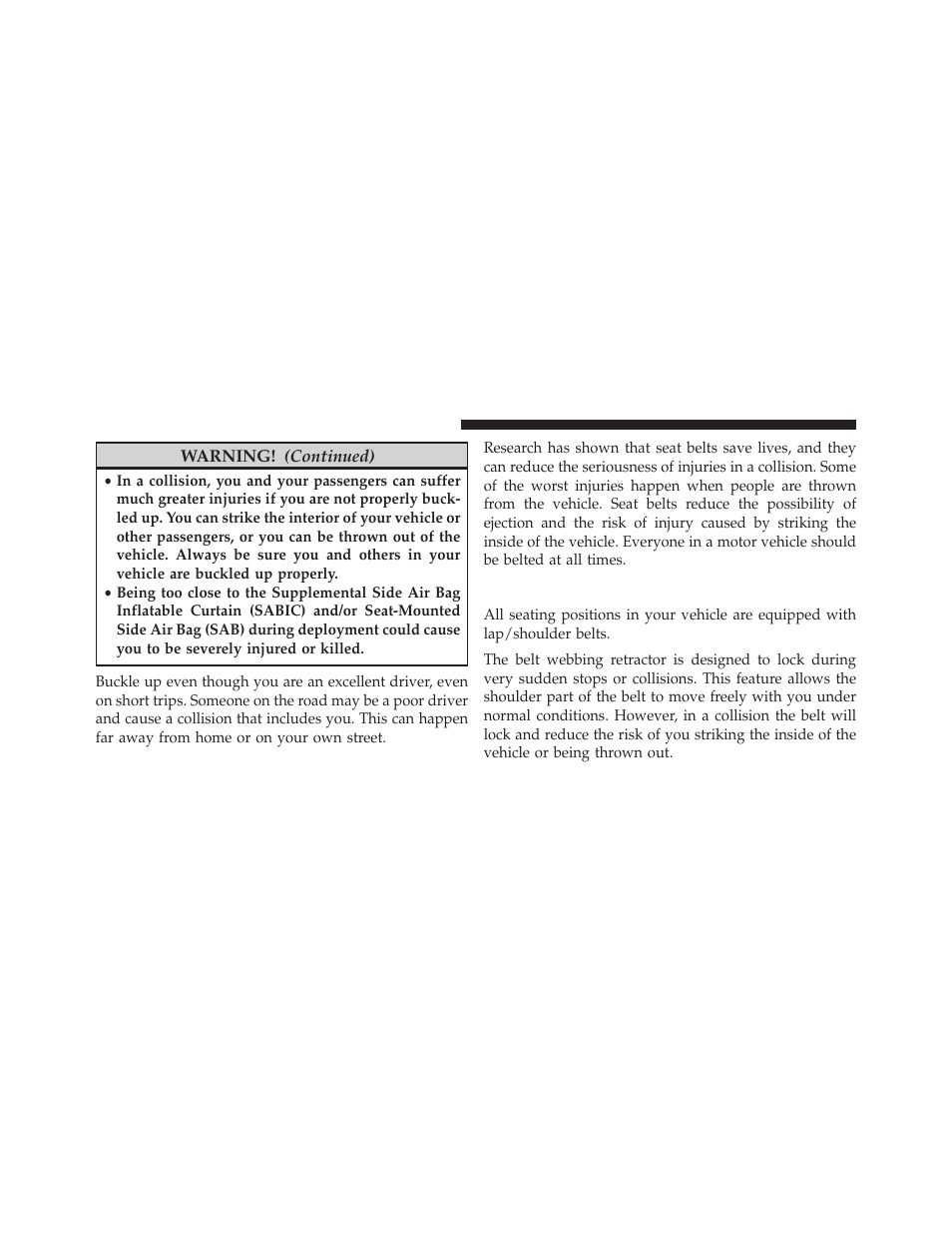 Lap/shoulder belts | Jeep 2014 Compass - Owner Manual User Manual | Page 46 / 572
