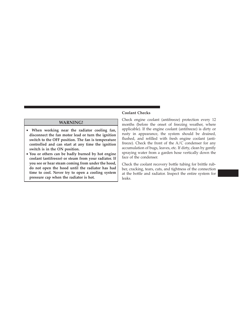 Cooling system, Coolant checks | Jeep 2014 Compass - Owner Manual User Manual | Page 499 / 572