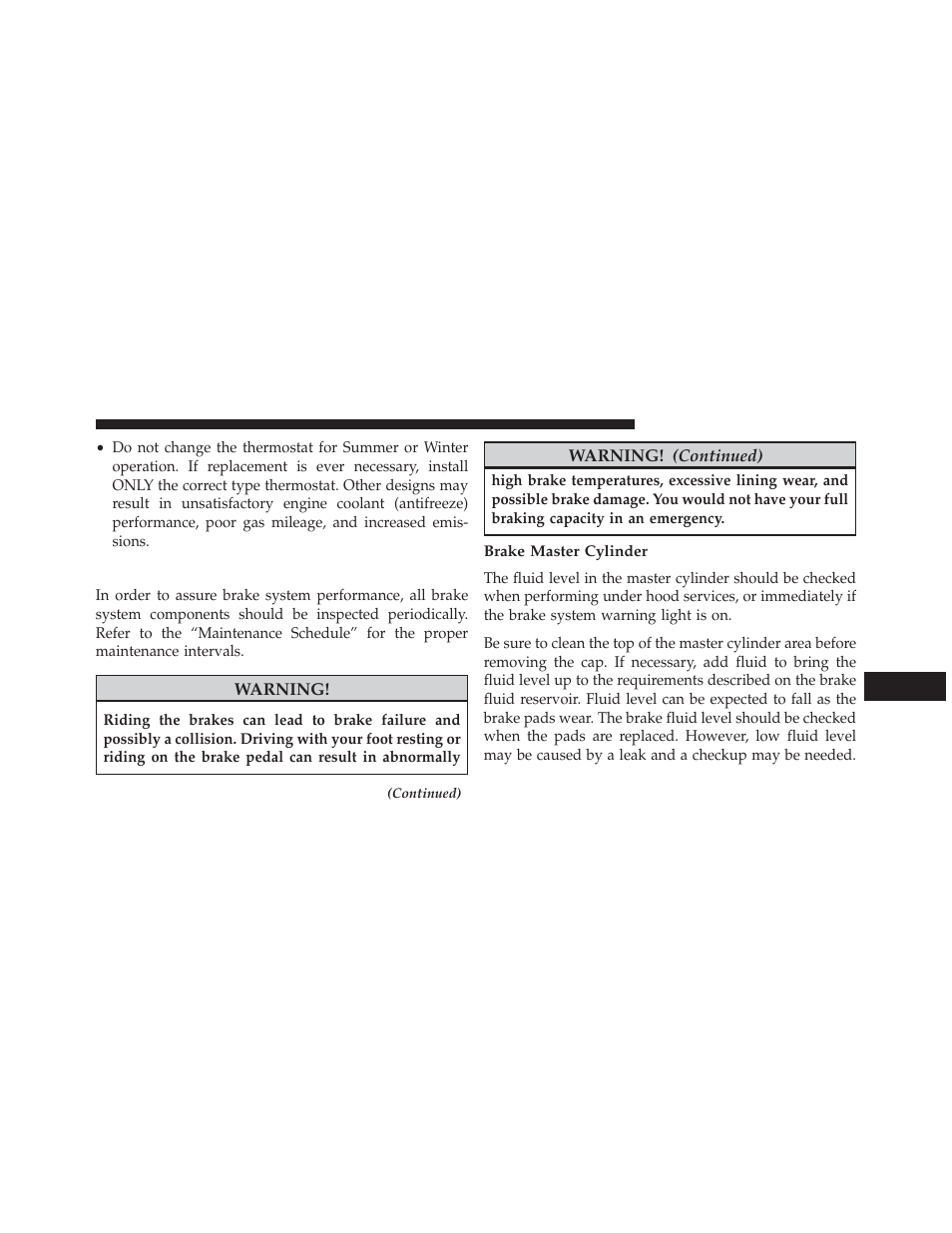 Brake system, Brake master cylinder | Jeep 2014 Compass - Owner Manual User Manual | Page 505 / 572