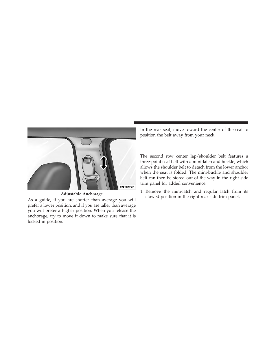 Second row center lap/shoulder belt operating, Instructions | Jeep 2014 Compass - Owner Manual User Manual | Page 52 / 572