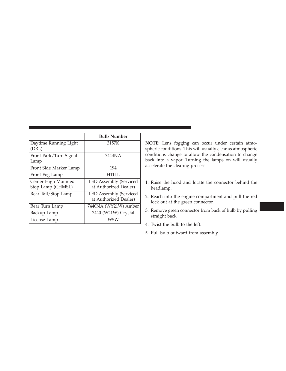 Bulb replacement, Headlamps | Jeep 2014 Compass - Owner Manual User Manual | Page 527 / 572