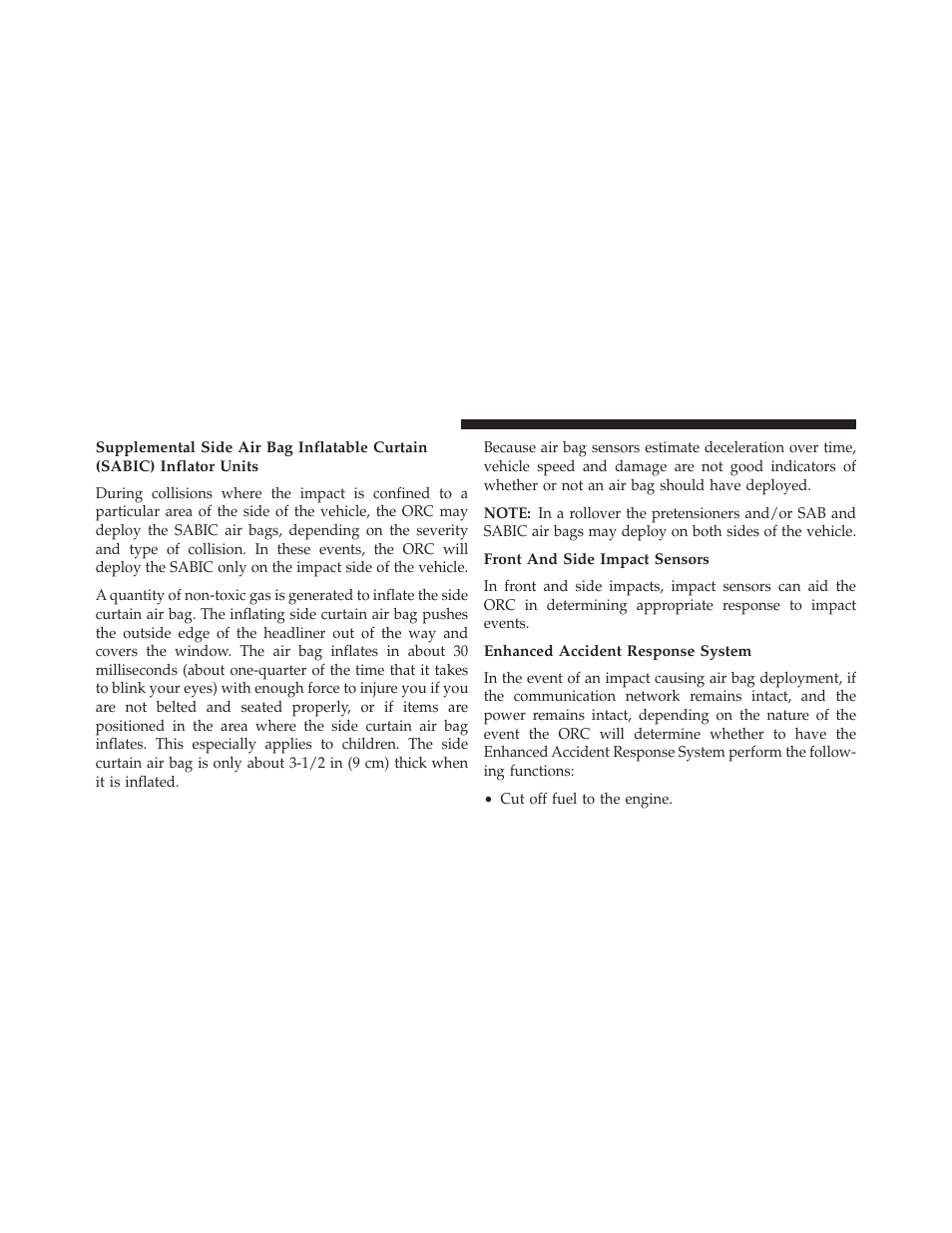 Front and side impact sensors, Enhanced accident response system | Jeep 2014 Compass - Owner Manual User Manual | Page 74 / 572