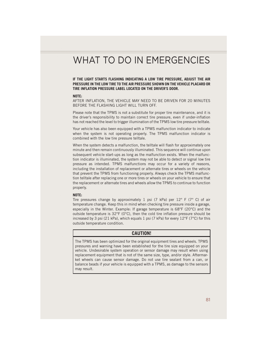 What to do in emergencies | Jeep 2014 Compass - User Guide User Manual | Page 83 / 124