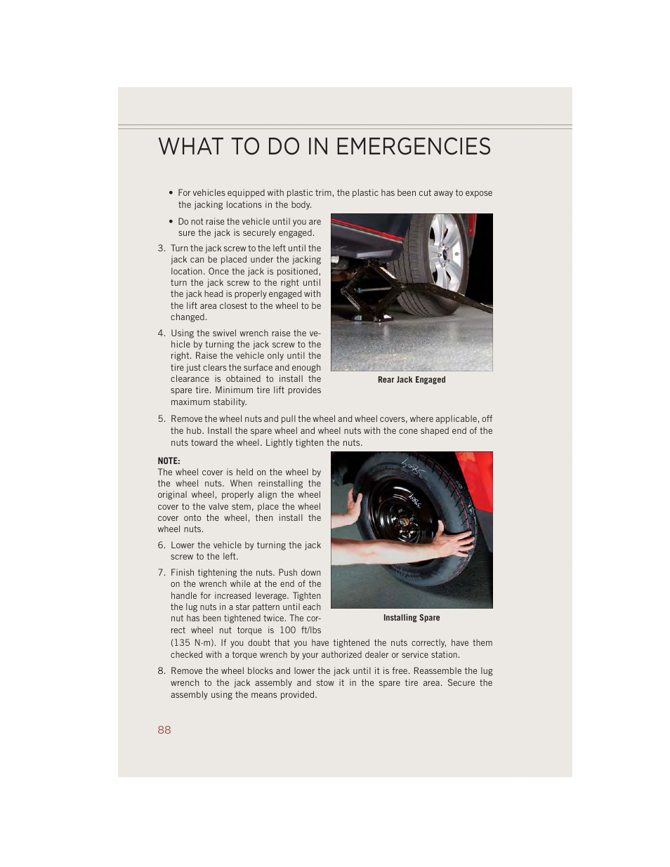 What to do in emergencies | Jeep 2014 Compass - User Guide User Manual | Page 90 / 124