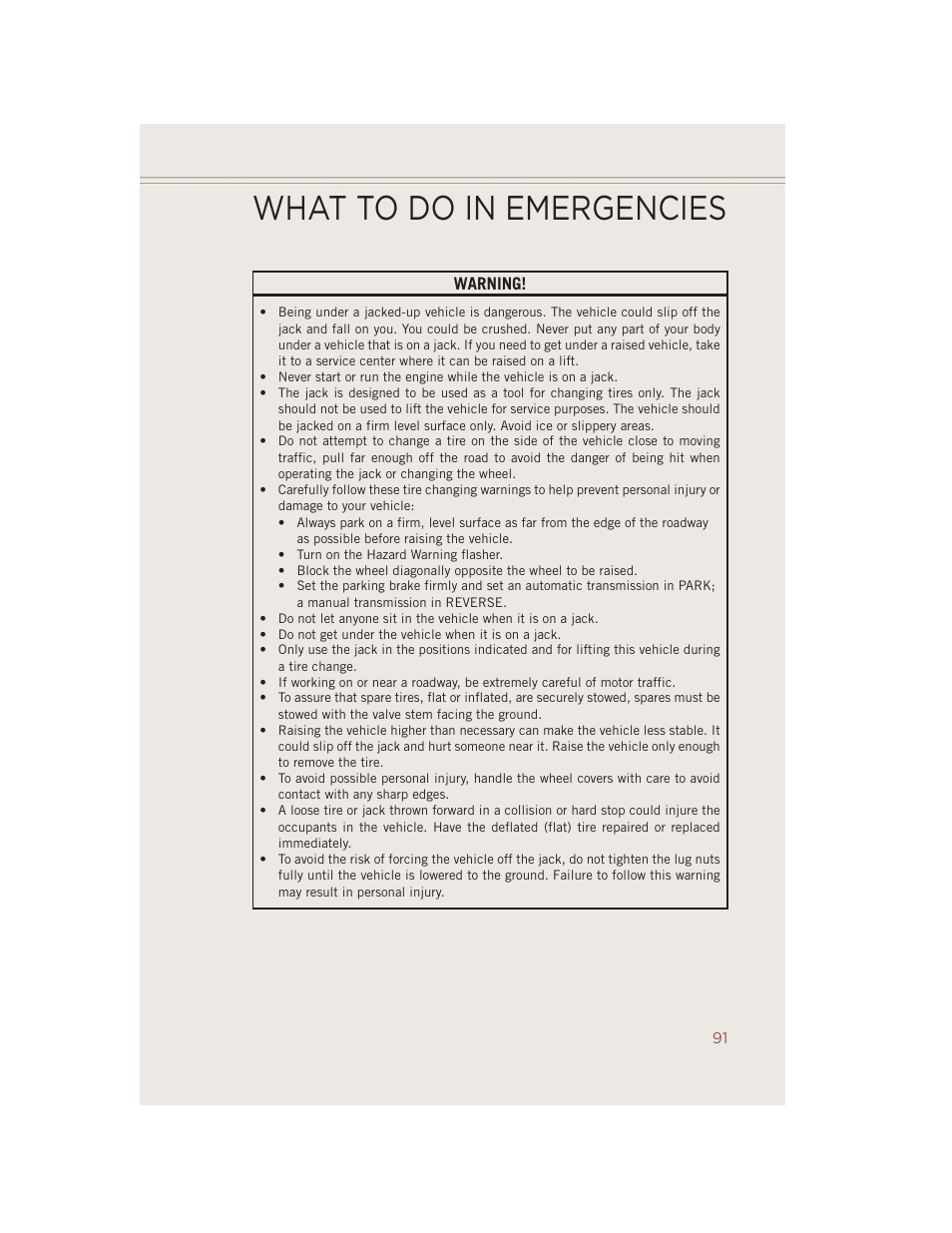 What to do in emergencies | Jeep 2014 Compass - User Guide User Manual | Page 93 / 124