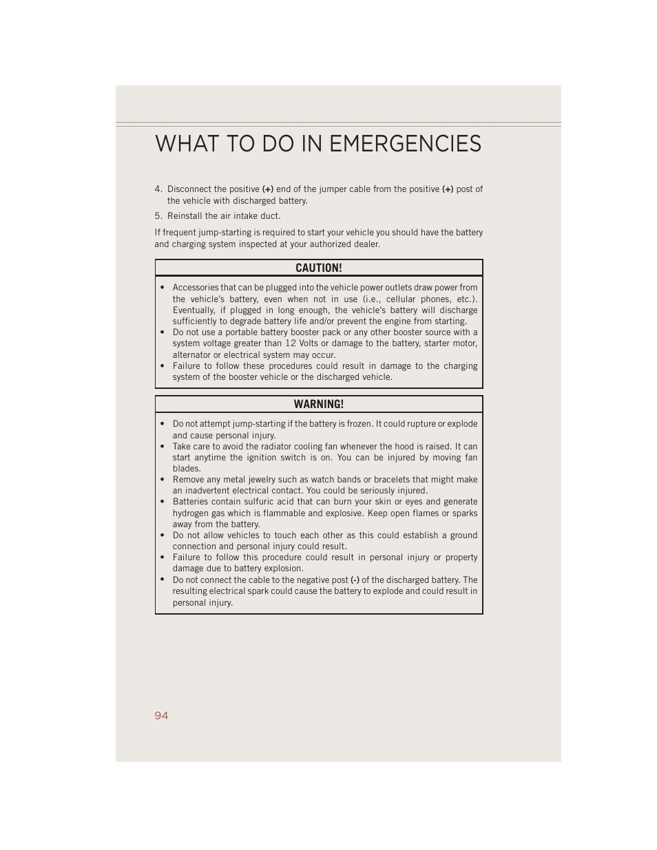 What to do in emergencies | Jeep 2014 Compass - User Guide User Manual | Page 96 / 124