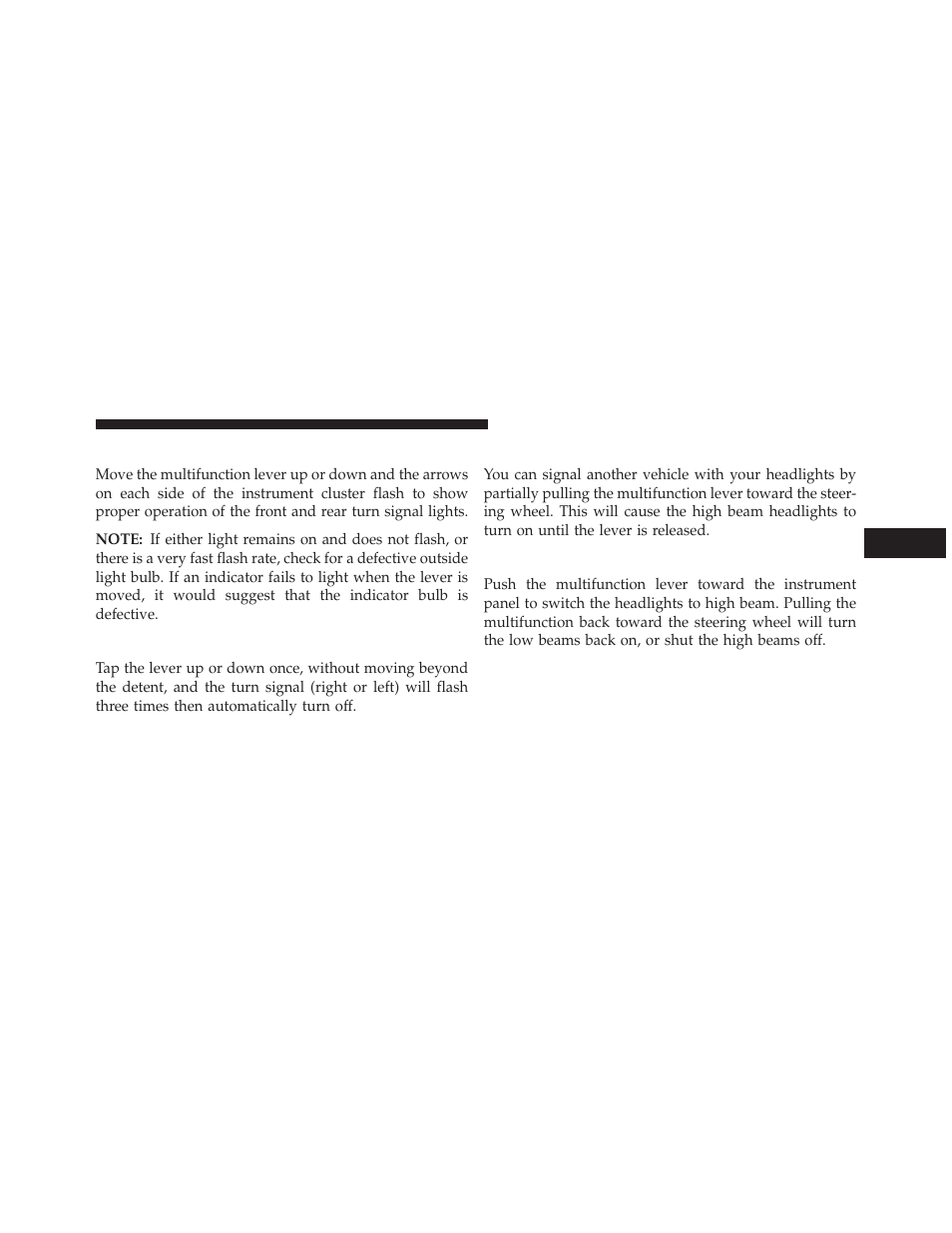 Turn signals, Lane change assist, Flash-to-pass | High/low beam switch | Jeep 2014 Grand Cherokee - Owner Manual User Manual | Page 175 / 674