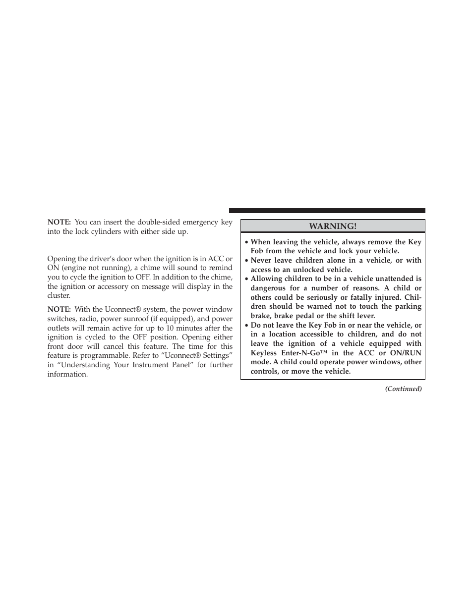 Ignition or accessory on message | Jeep 2014 Grand Cherokee - Owner Manual User Manual | Page 18 / 674