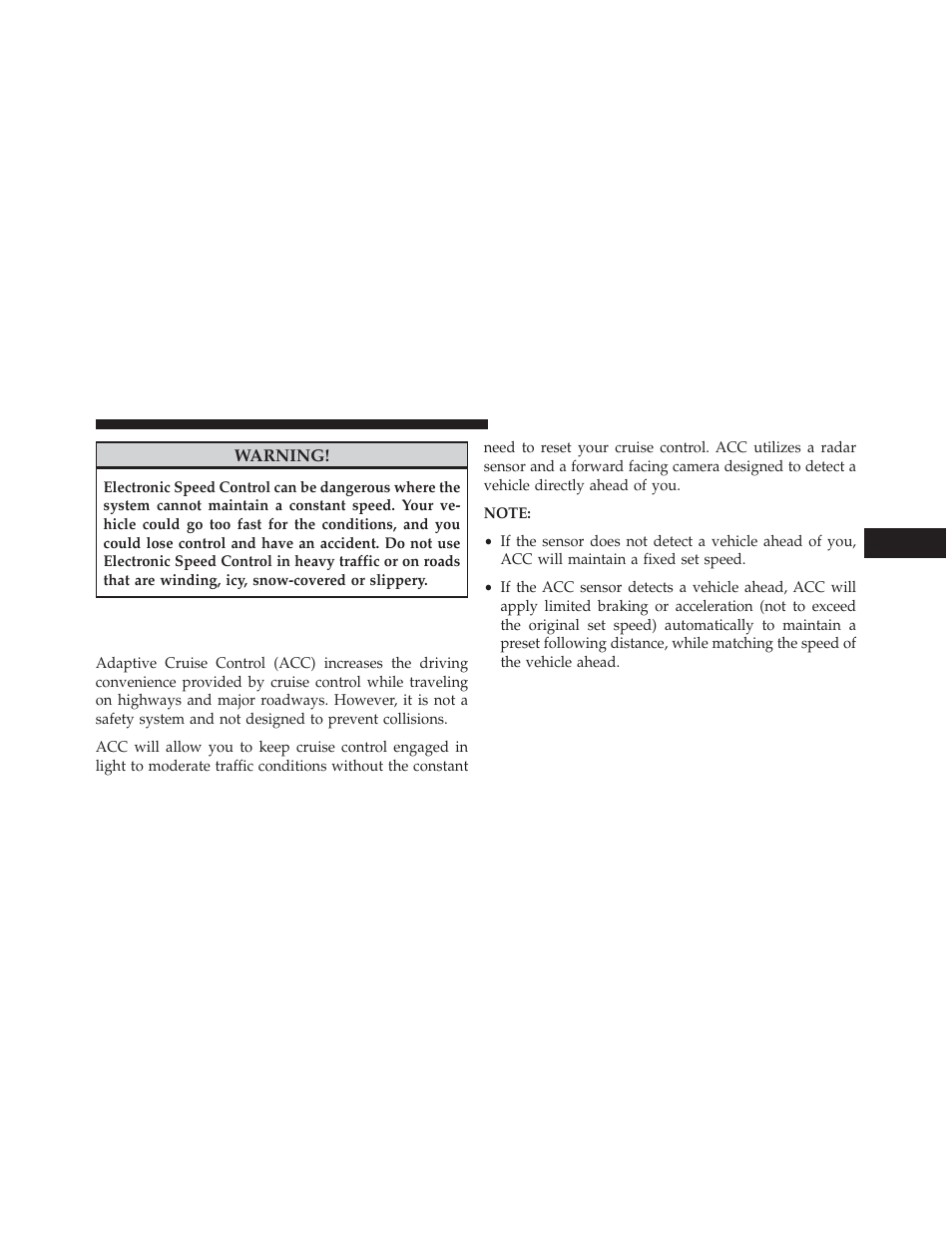 Adaptive cruise control (acc) — if equipped, Adaptive cruise control (acc) — if, Equipped | Jeep 2014 Grand Cherokee - Owner Manual User Manual | Page 189 / 674