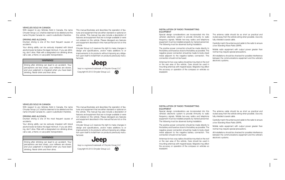 Jeep 2014 Grand Cherokee - Owner Manual User Manual | Page 2 / 674