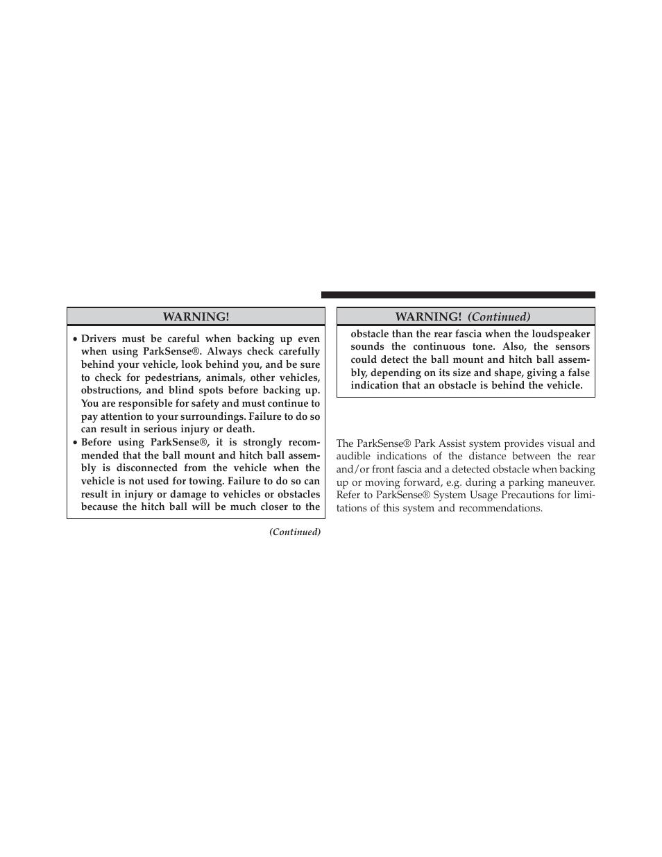 Parksense® front and rear park assist, If equipped | Jeep 2014 Grand Cherokee - Owner Manual User Manual | Page 224 / 674