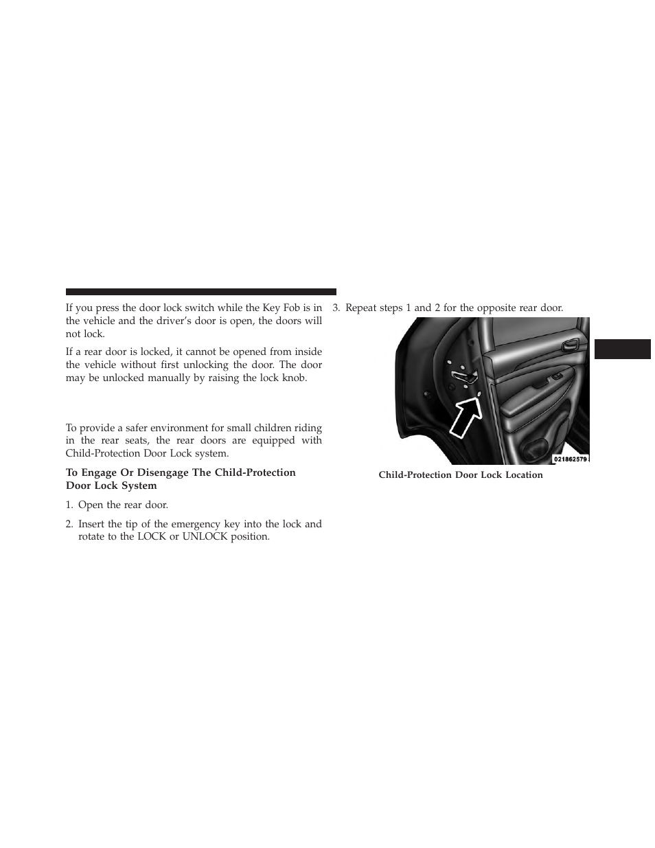 Child-protection door lock system — rear doors, Child-protection door lock system, Rear doors | Jeep 2014 Grand Cherokee - Owner Manual User Manual | Page 35 / 674