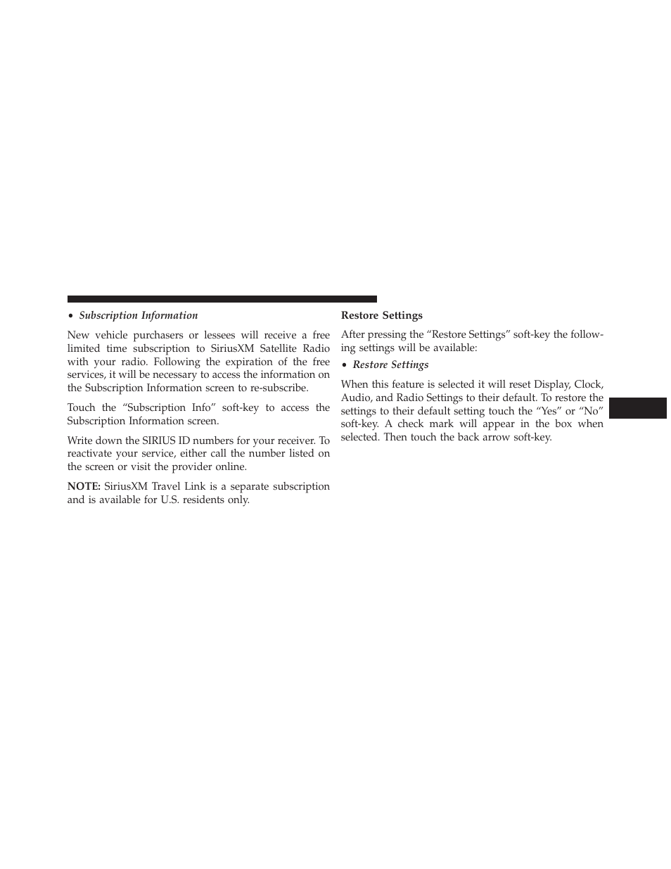 Restore settings | Jeep 2014 Grand Cherokee - Owner Manual User Manual | Page 353 / 674