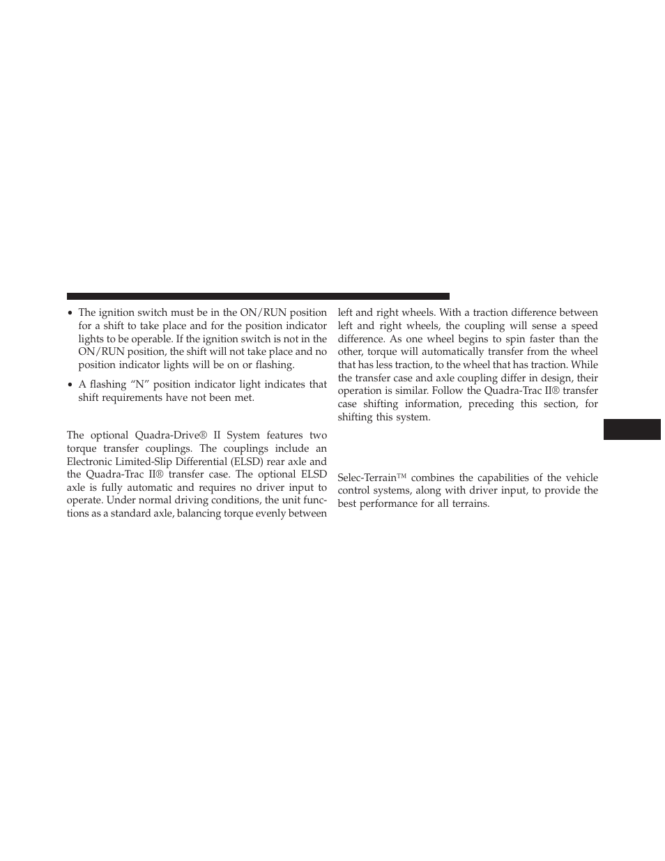 Quadra-drive® ii system — if equipped, Selec-terrain™ — if equipped, Description | Jeep 2014 Grand Cherokee - Owner Manual User Manual | Page 423 / 674