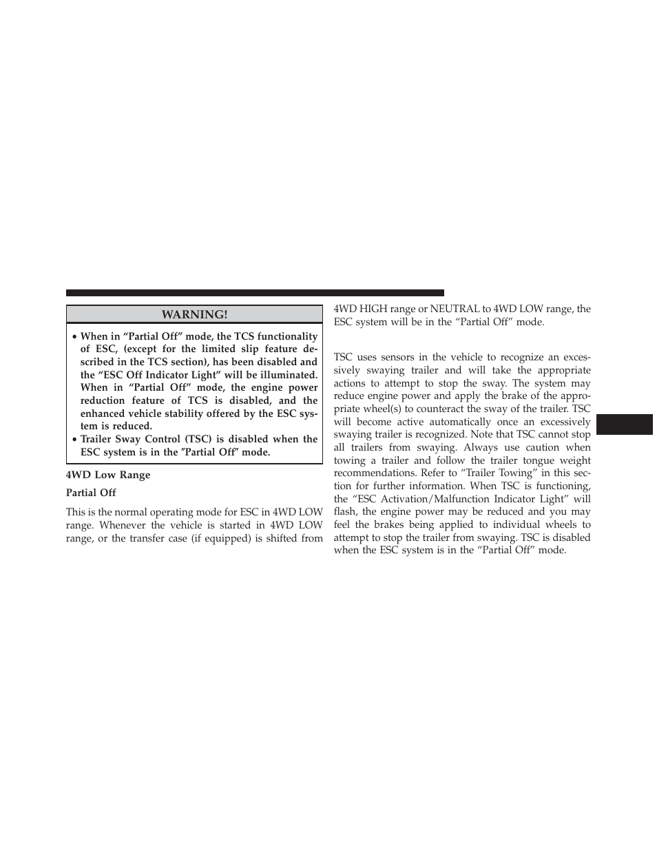 4wd low range, Trailer sway control (tsc) | Jeep 2014 Grand Cherokee - Owner Manual User Manual | Page 455 / 674