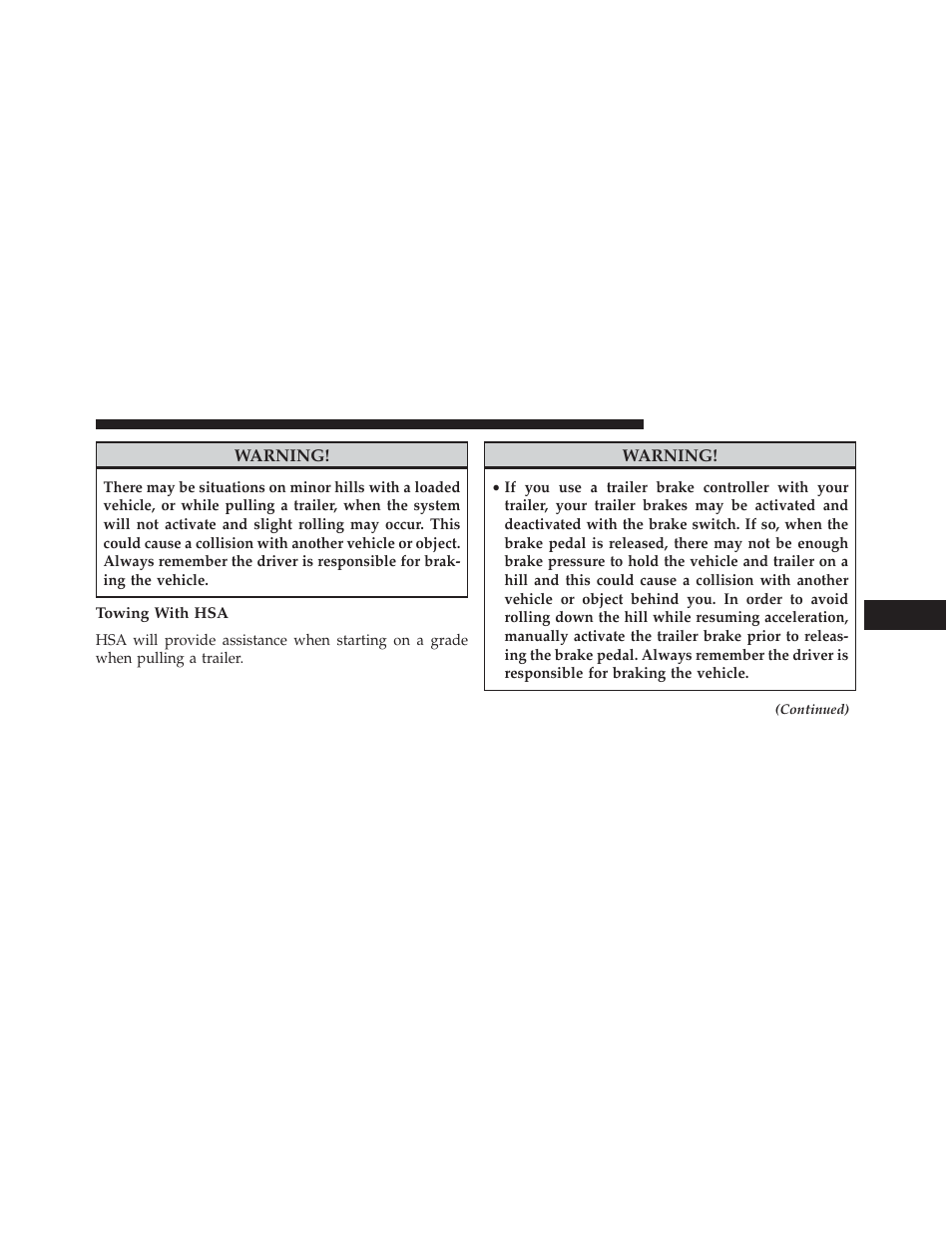 Towing with hsa | Jeep 2014 Grand Cherokee - Owner Manual User Manual | Page 457 / 674