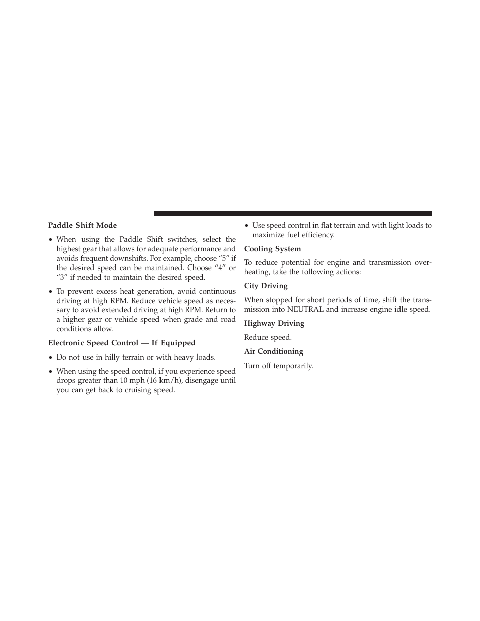 Paddle shift mode, Electronic speed control — if equipped, Cooling system | Jeep 2014 Grand Cherokee - Owner Manual User Manual | Page 528 / 674
