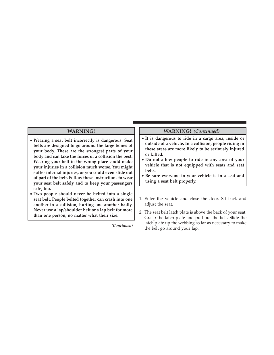 Lap/shoulder belt operating instructions | Jeep 2014 Grand Cherokee - Owner Manual User Manual | Page 54 / 674