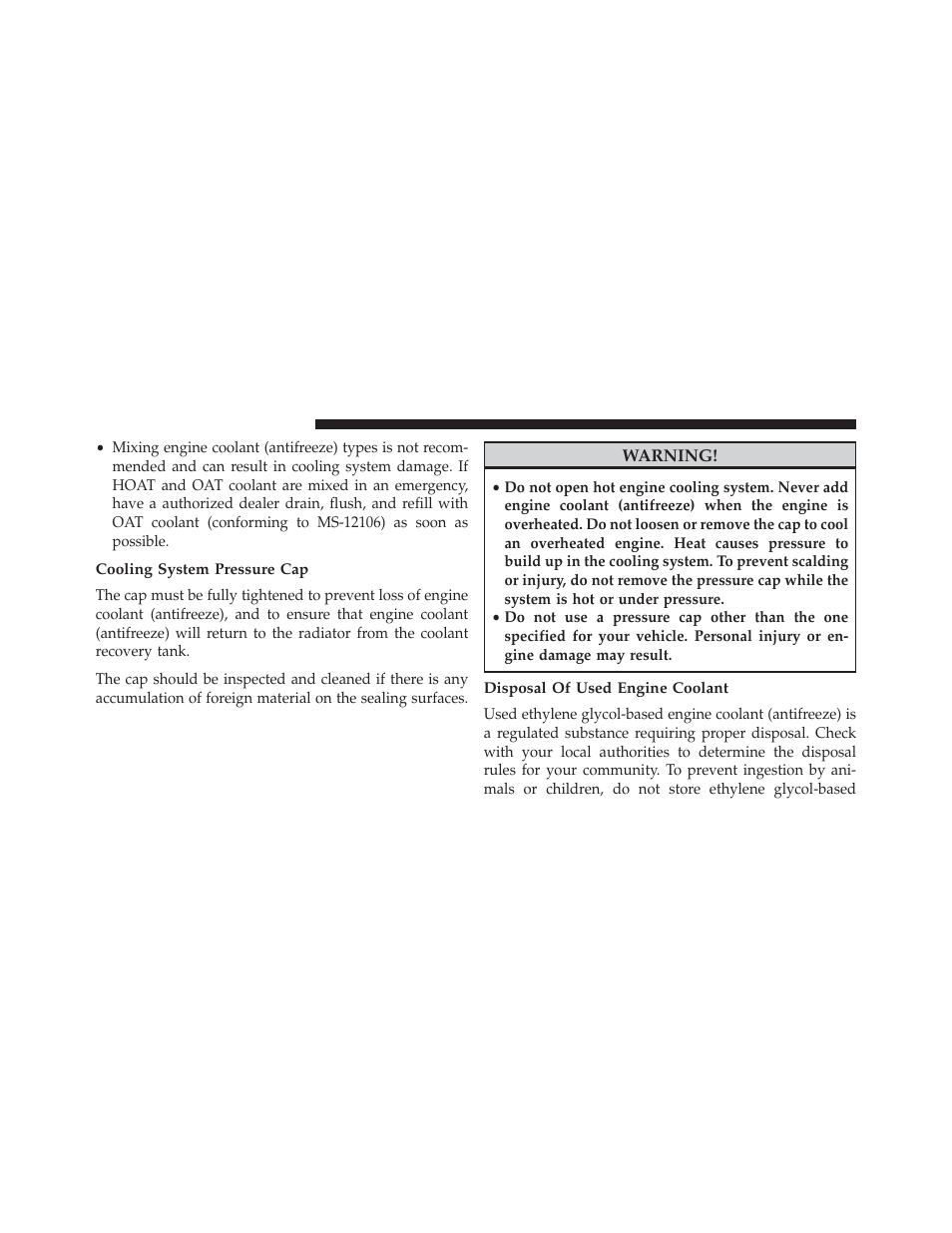 Cooling system pressure cap, Disposal of used engine coolant | Jeep 2014 Grand Cherokee - Owner Manual User Manual | Page 596 / 674