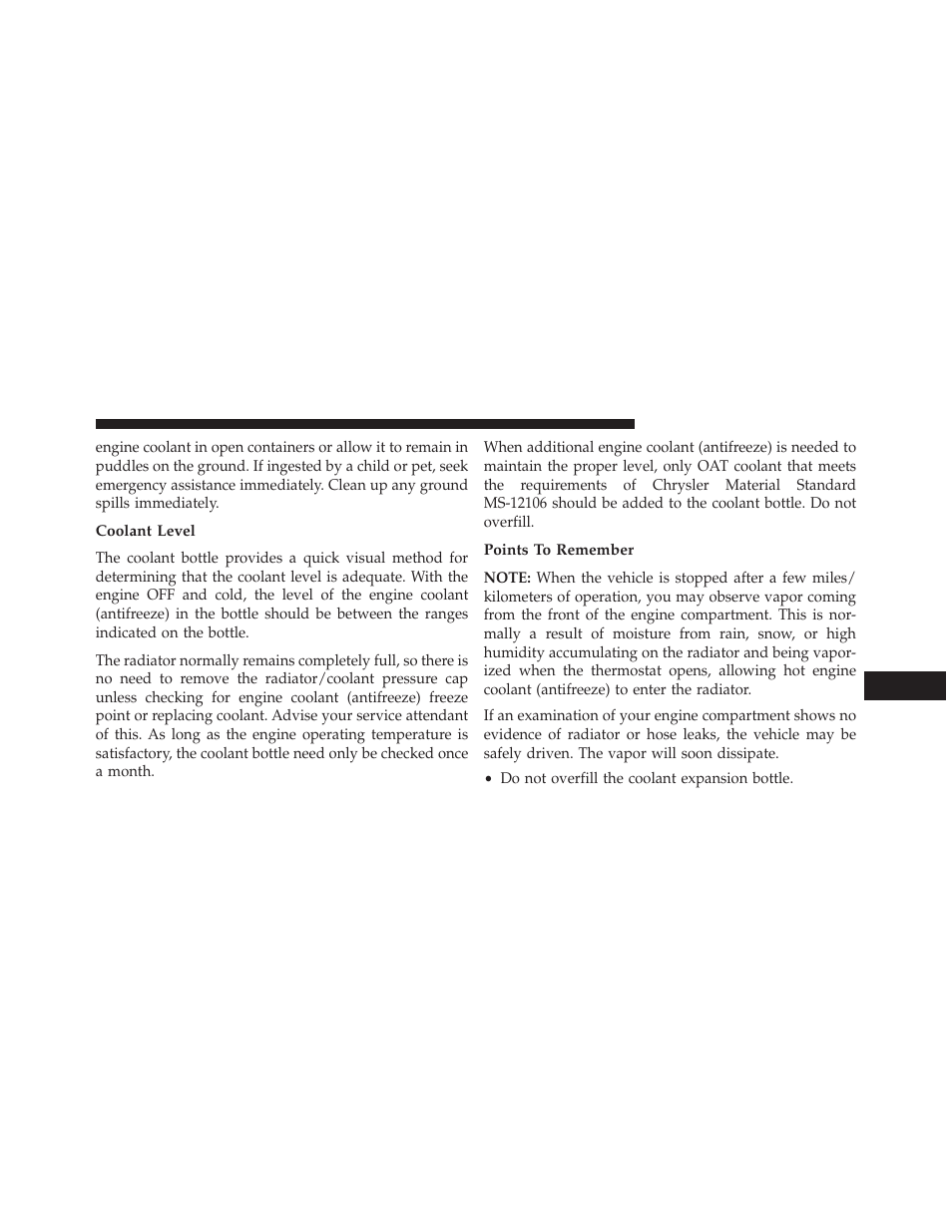 Coolant level, Points to remember | Jeep 2014 Grand Cherokee - Owner Manual User Manual | Page 597 / 674