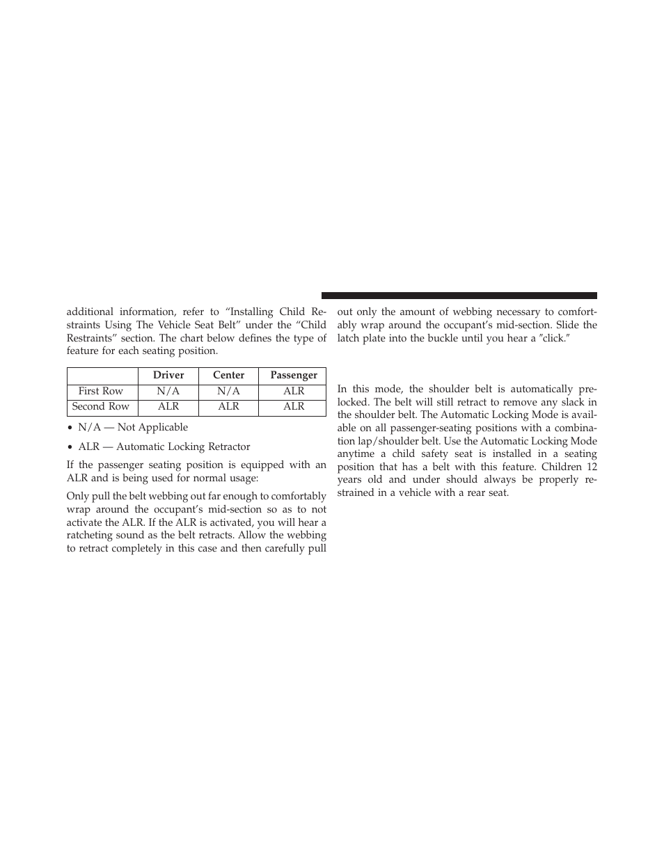 Automatic locking retractor mode (alr) — if, Equipped | Jeep 2014 Grand Cherokee - Owner Manual User Manual | Page 60 / 674