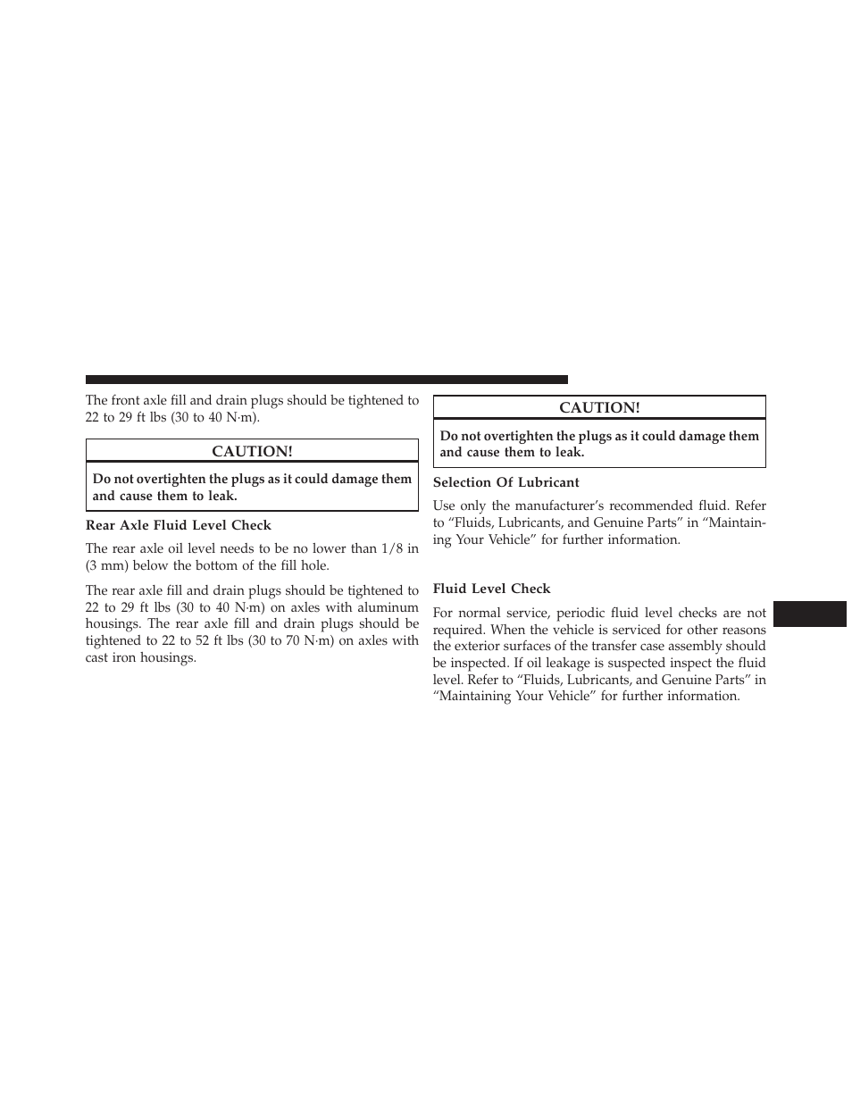 Rear axle fluid level check, Selection of lubricant, Transfer case | Fluid level check | Jeep 2014 Grand Cherokee - Owner Manual User Manual | Page 601 / 674