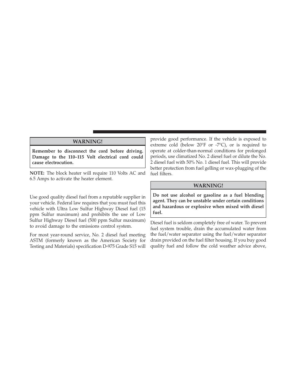 Fuel requirements | Jeep 2014 Grand Cherokee - Diesel Supplement User Manual | Page 46 / 118