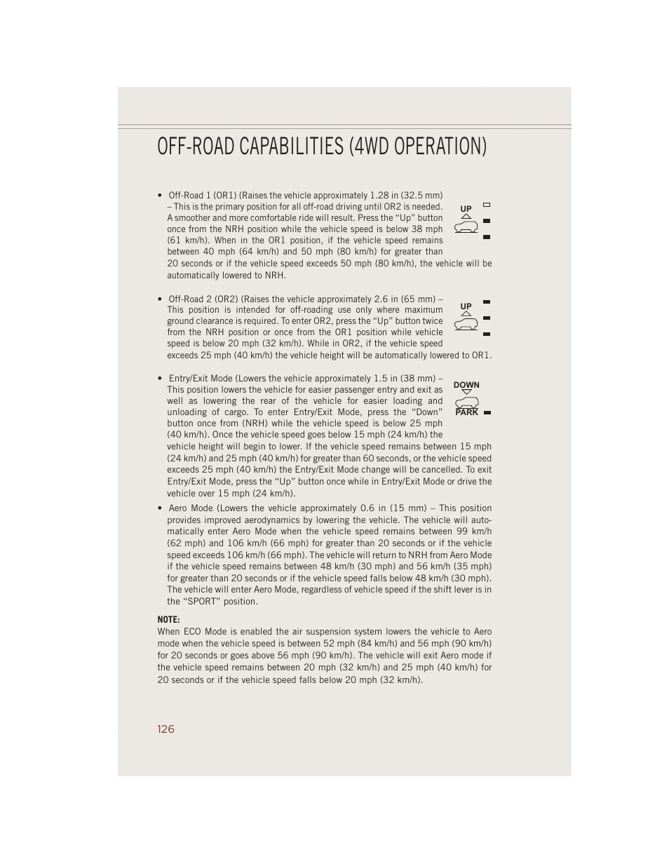 Off-road capabilities (4wd operation) | Jeep 2014 Grand Cherokee SRT - User Guide User Manual | Page 128 / 220