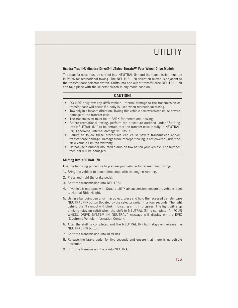 Utility | Jeep 2014 Grand Cherokee SRT - User Guide User Manual | Page 135 / 220