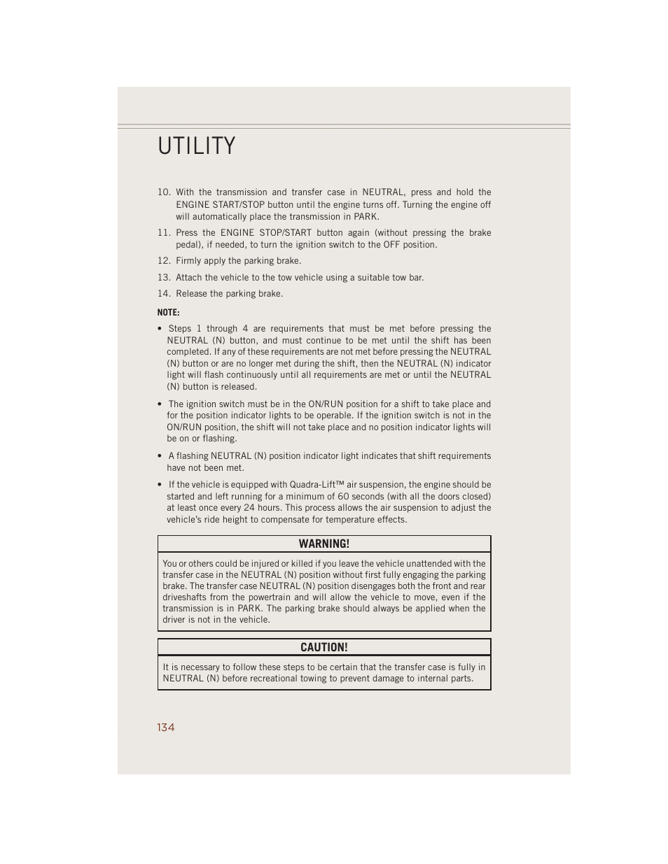 Utility | Jeep 2014 Grand Cherokee SRT - User Guide User Manual | Page 136 / 220