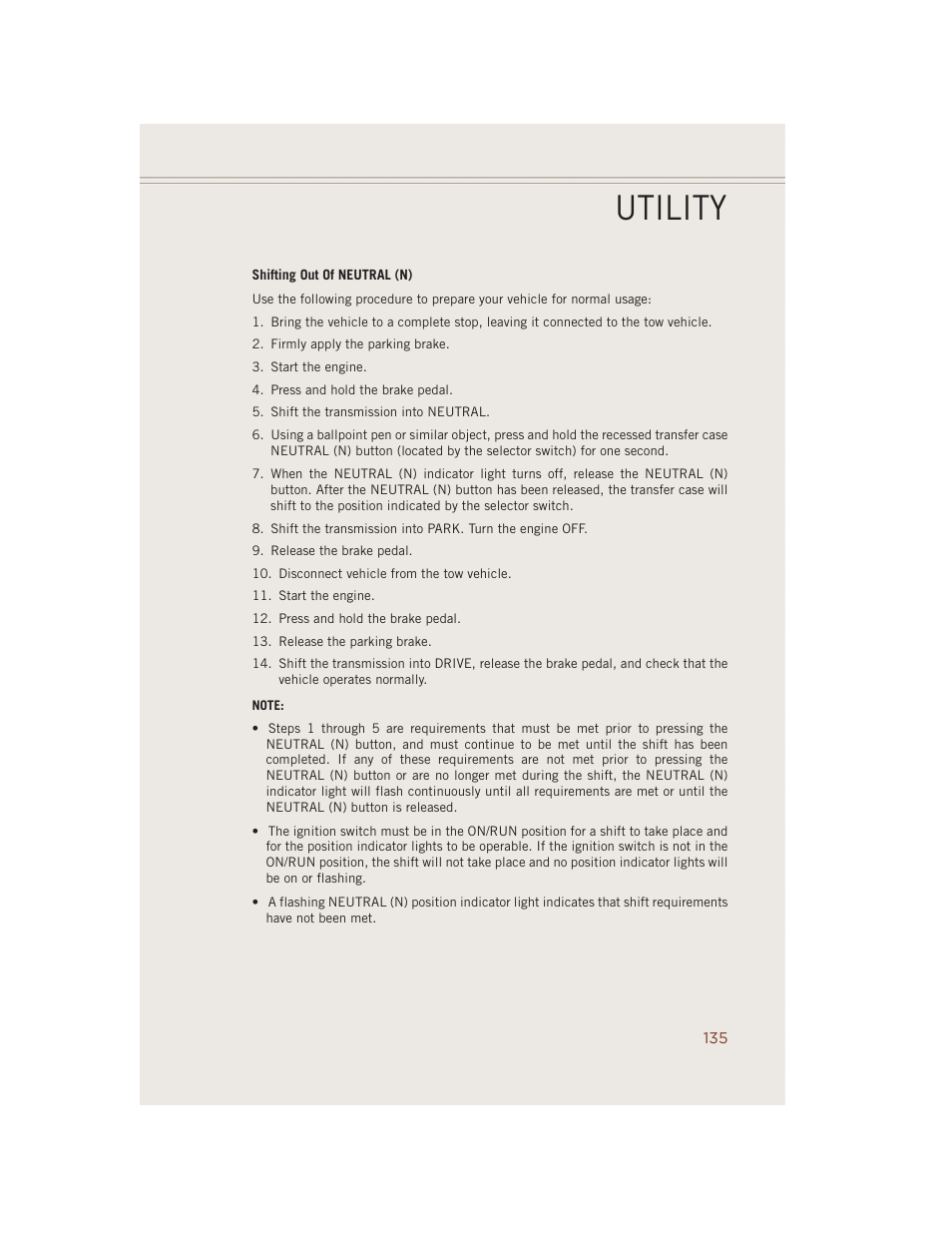Utility | Jeep 2014 Grand Cherokee SRT - User Guide User Manual | Page 137 / 220