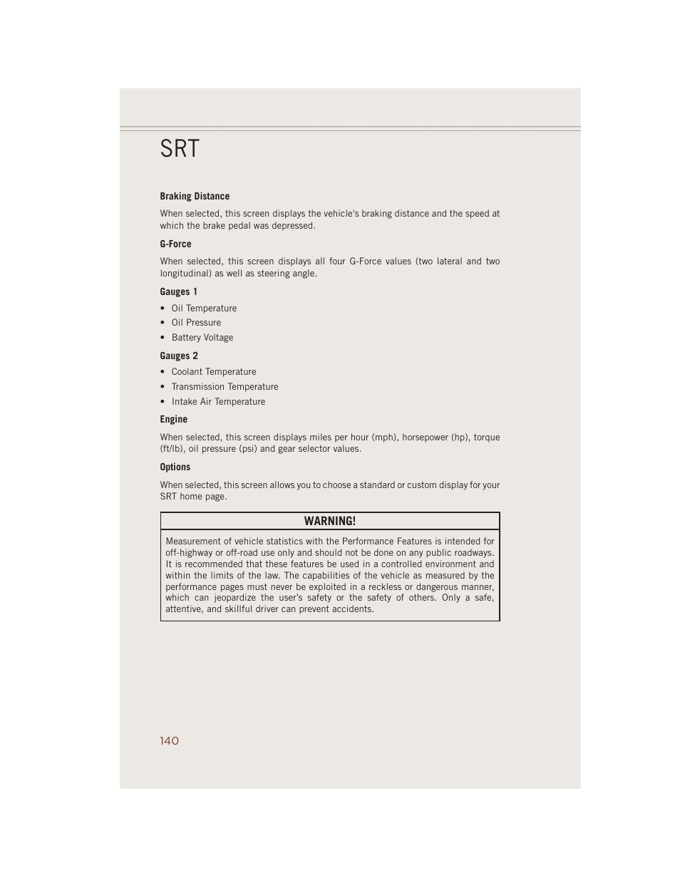 Jeep 2014 Grand Cherokee SRT - User Guide User Manual | Page 142 / 220