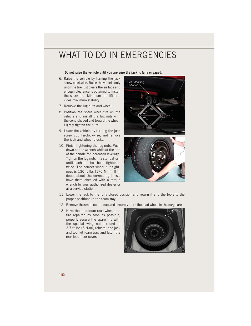 What to do in emergencies | Jeep 2014 Grand Cherokee SRT - User Guide User Manual | Page 164 / 220