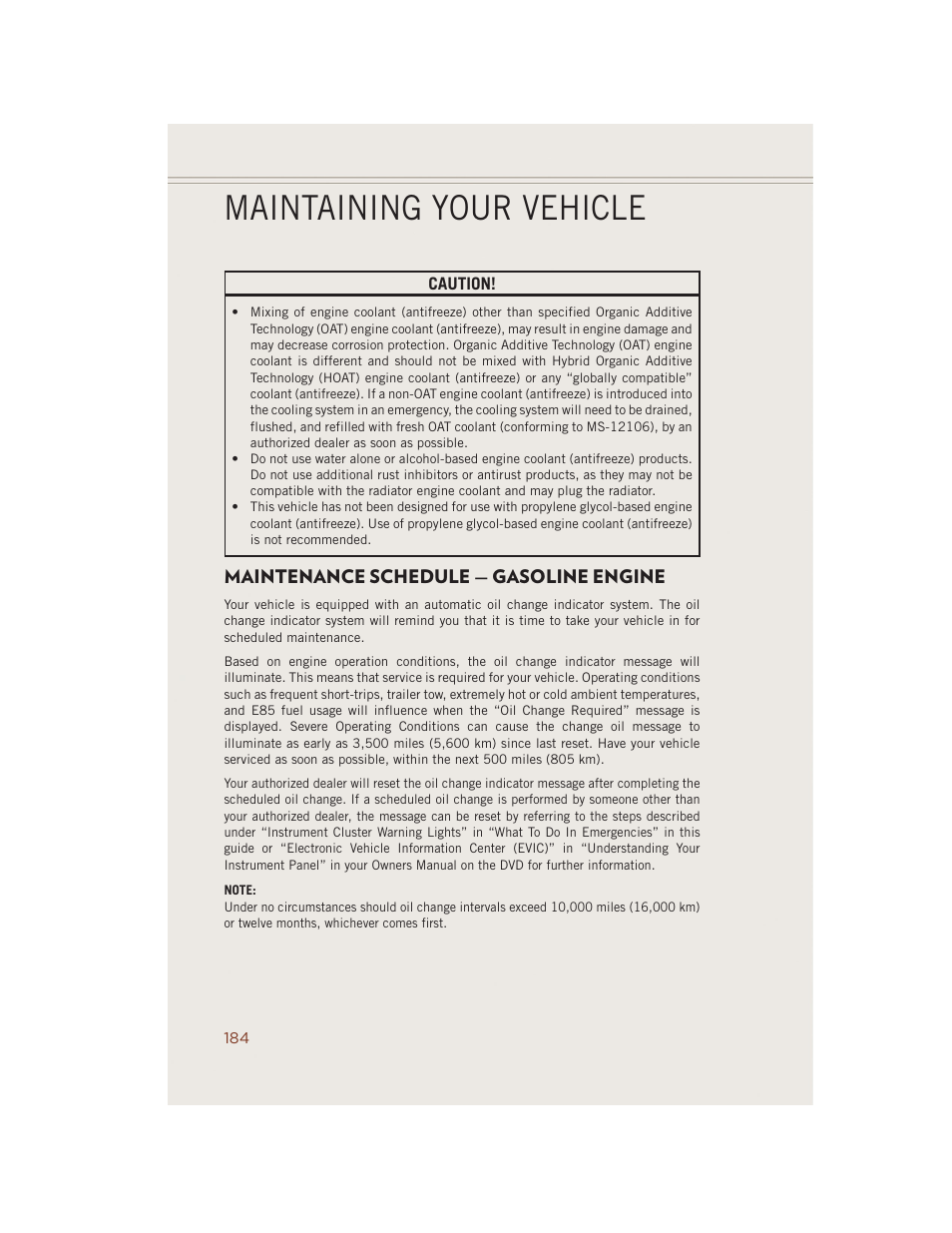 Maintenance schedule — gasoline engine, Maintaining your vehicle | Jeep 2014 Grand Cherokee SRT - User Guide User Manual | Page 186 / 220