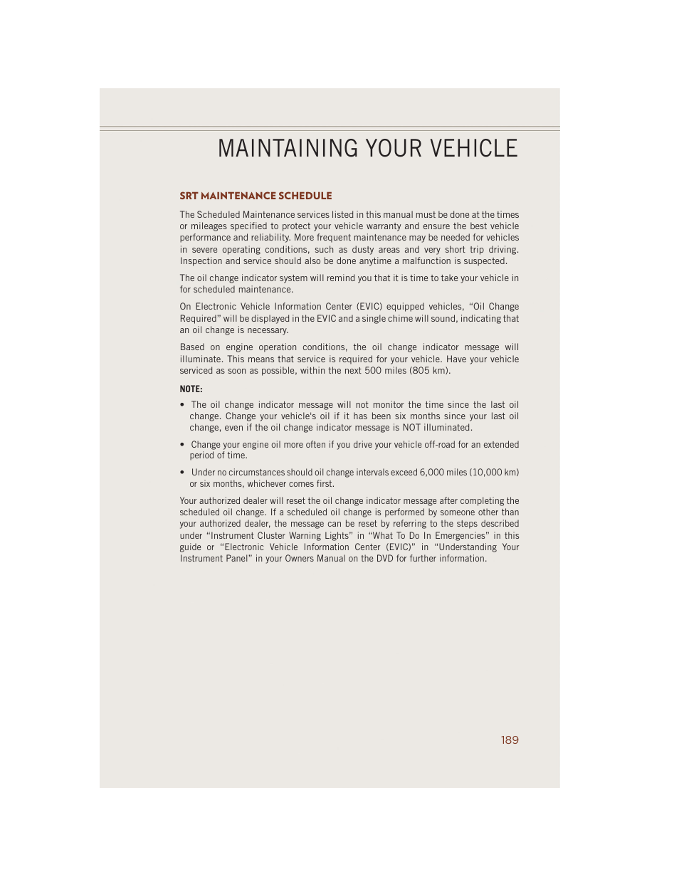 Srt maintenance schedule, Maintaining your vehicle | Jeep 2014 Grand Cherokee SRT - User Guide User Manual | Page 191 / 220