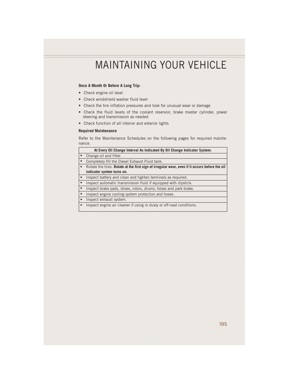 Maintaining your vehicle | Jeep 2014 Grand Cherokee SRT - User Guide User Manual | Page 197 / 220