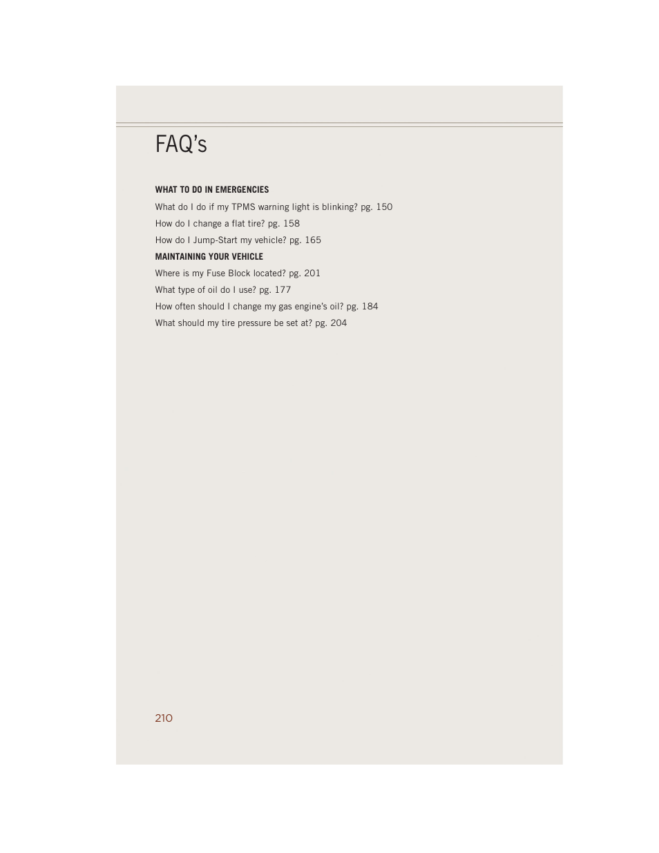 Faq’s | Jeep 2014 Grand Cherokee SRT - User Guide User Manual | Page 212 / 220