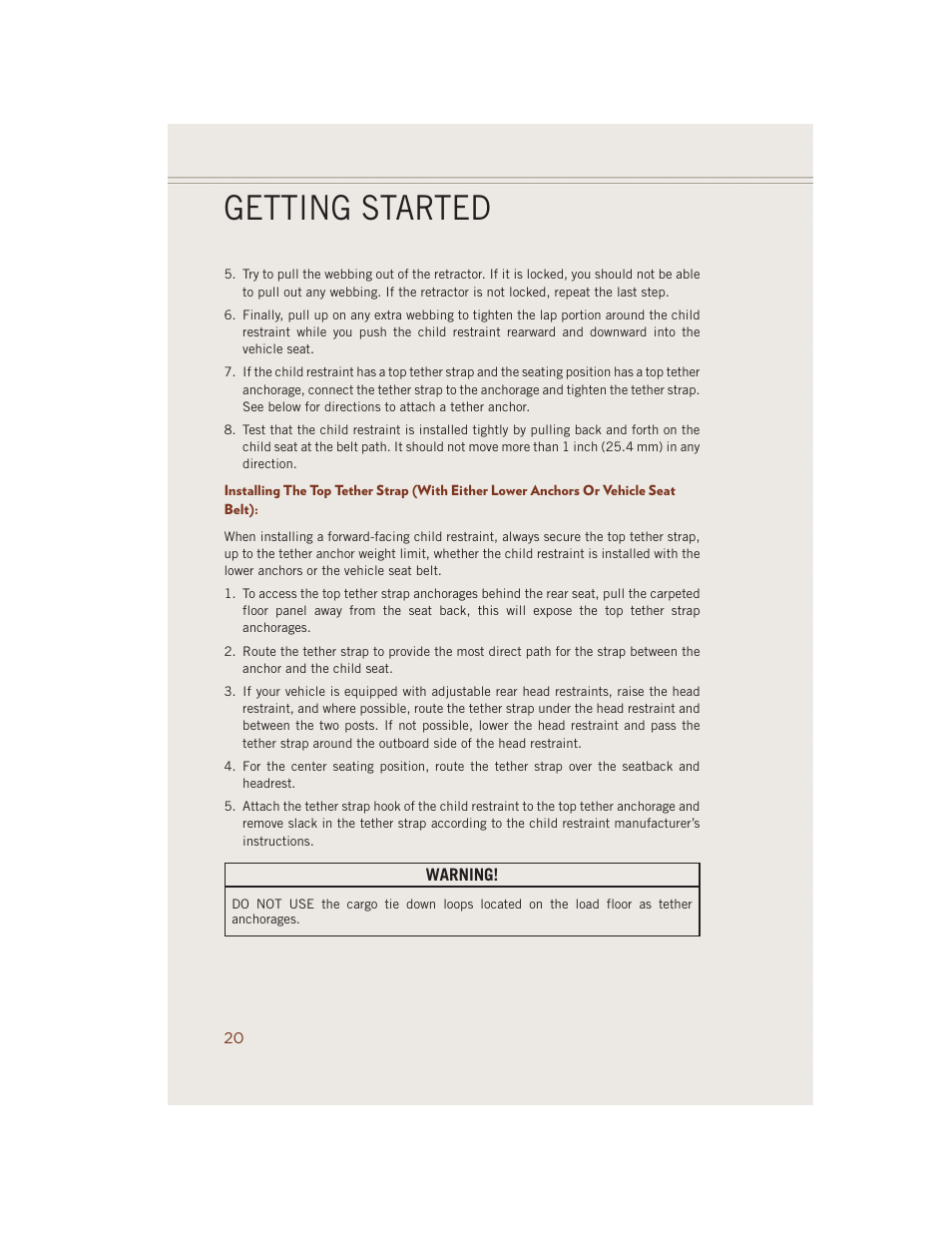 Getting started | Jeep 2014 Grand Cherokee SRT - User Guide User Manual | Page 22 / 220