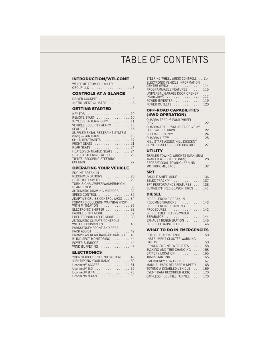 Jeep 2014 Grand Cherokee SRT - User Guide User Manual | Page 3 / 220