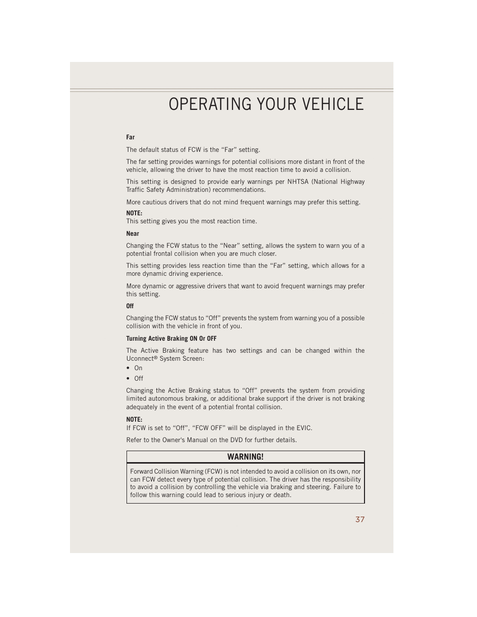 Operating your vehicle | Jeep 2014 Grand Cherokee SRT - User Guide User Manual | Page 39 / 220