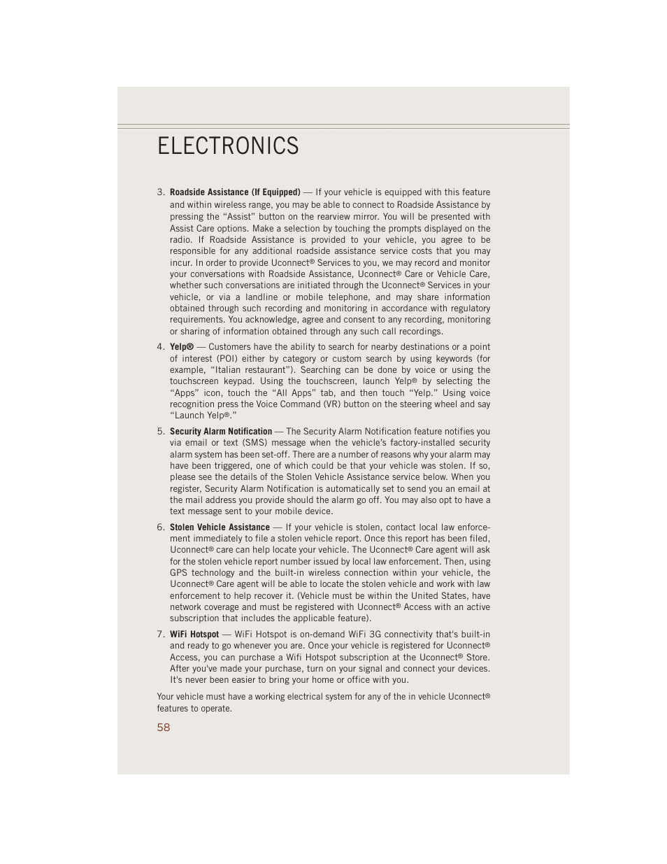 Electronics | Jeep 2014 Grand Cherokee SRT - User Guide User Manual | Page 60 / 220