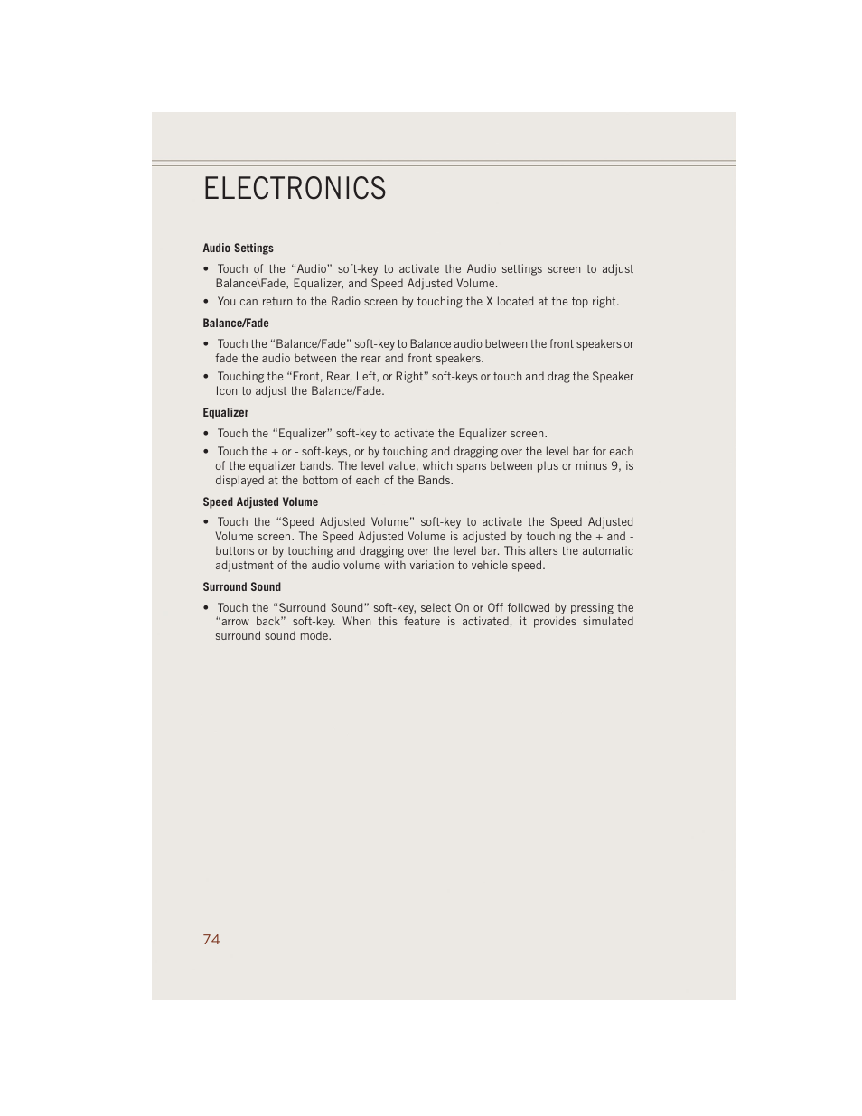 Electronics | Jeep 2014 Grand Cherokee SRT - User Guide User Manual | Page 76 / 220