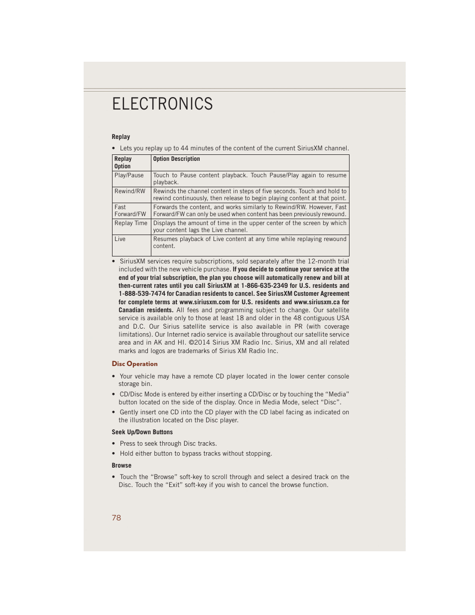 Disc operation, Electronics | Jeep 2014 Grand Cherokee SRT - User Guide User Manual | Page 80 / 220