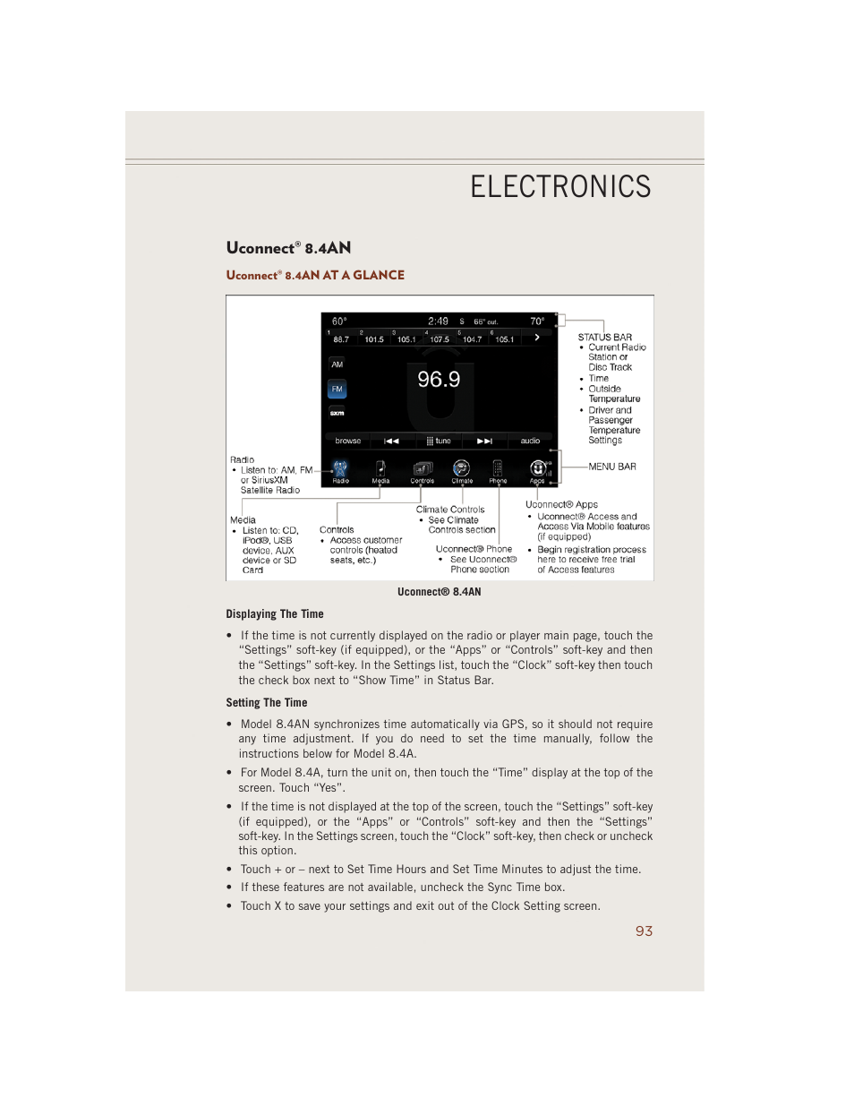 Uconnect® 8.4an, Uconnect® 8.4an at a glance, Uconnect | Electronics | Jeep 2014 Grand Cherokee SRT - User Guide User Manual | Page 95 / 220