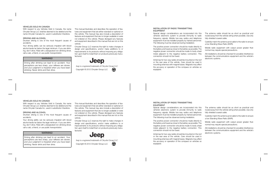 Jeep 2014 Grand Cherokee SRT - Owner Manual User Manual | Page 2 / 613