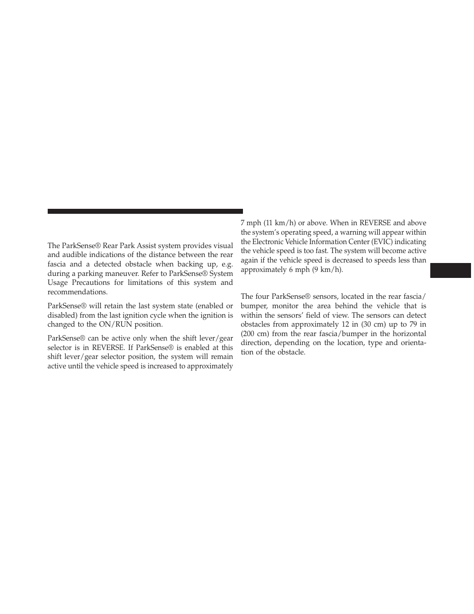 Parksense® rear park assist — if equipped, Parksense® sensors, Parksense® rear park assist — if | Equipped | Jeep 2014 Grand Cherokee SRT - Owner Manual User Manual | Page 223 / 613