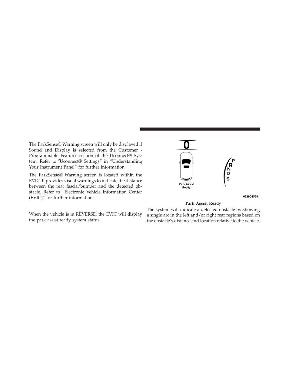 Parksense® warning display, Parksense® display | Jeep 2014 Grand Cherokee SRT - Owner Manual User Manual | Page 224 / 613